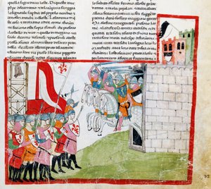 Schlacht von Montaperti, Miniatur von Pacino di Buonaguida aus Nuova Cronica, von Giovanni Villani von Italian School