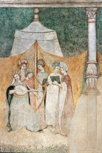 Bicocca degli Arcimboldi: Fresko aus dem 15. Jahrhundert, Detail von Frauen, die Musik spielen