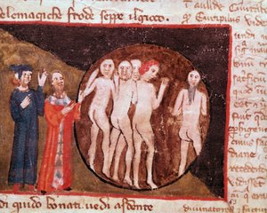 Bolgia der falschen Propheten (Gesang 20 aus der Hölle, in der Göttlichen Komödie) - Miniatur