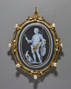 Kamee, die einen römischen Kaiser als Jupiter darstellt, Kamee: Römisch, A.D. 41-54, Rahmen: Italienisch, spätes 16. Jahrhundert