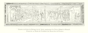 Cassone oder Hochzeitskiste aus dem 15. Jahrhundert, darstellend die Hochzeit von Adimari und Ricasoli, aufbewahrt im Museum der Akademie der Schönen Künste in Florenz von Italian School