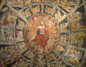 Decke des Heiligtums von Philippa Mareri, Borgo San Pietro, Italien