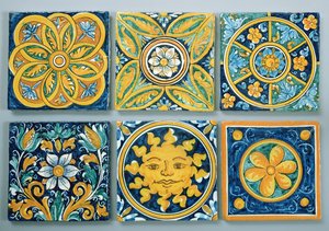 Keramikfliesen im typischen Caltagirone-Stil (Keramik)
