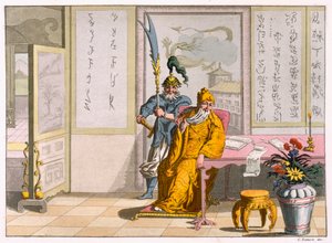 Chinesische taoistische Religionsführer: Die Gottheit Kuan-ti, graviert von Fumagalli und Bramatti, ca. 1820-30 (Farbstich) von Italian School