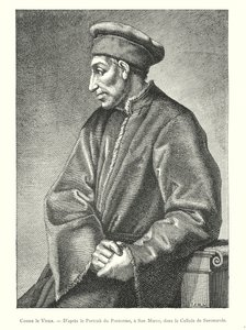 Cosme der Alte, nach dem Porträt von Pontormo, in San Marco, in der Zelle von Savonarola (Gravur) von Italian School