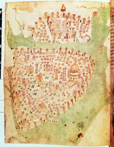 Cotton Vespasian A. XIII, f.36v: Karte von Konstantinopel, ca. 1450 von Italian School