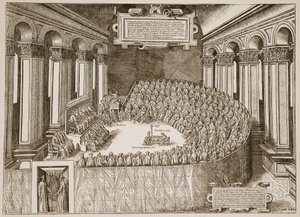 Konzil von Trient, 1563, aus einer Radierung, veröffentlicht in Venedig 1565, Illustration aus Die Kirche von England: Eine Geschichte für das Volk von H.D.M. Spence-Jones, veröffentlicht um 1910 von Italian School