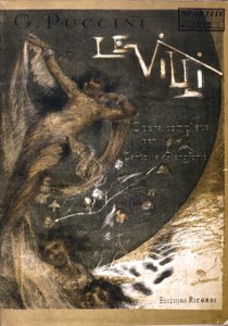 Titelblatt der Partitur für „Le Villi“, die Oper (1884) in zwei Akten für Gesang und Klavier von Puccini (1858 - 1924). Ricordi Editions.