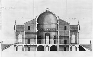 Querschnitt der Villa Rotonda bei Vicenza, entworfen von Andrea Palladio (1508-80) von Italian School