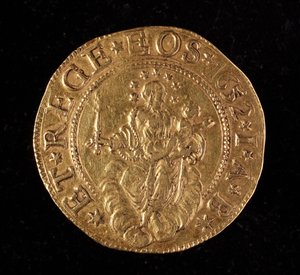 Währung der Republik Genua: fünf Gold-Doppie-Münze. Durchmesser 41 mm. 1652. Rückseite. Genua Musei di Strada Nuova von Italian School