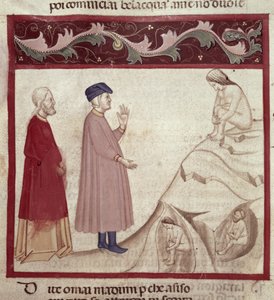 Dante und Virgil (70-19 v. Chr.) treffen die in den Felsen gefangenen Seelen, aus Die Göttliche Komödie von Dante Alighieri (1265-1321) von Italian School