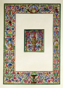 Dekorativer Rand mit Gott dem Vater und zwei Propheten und ein historisiertes Initial T mit einer Sirene und zwei Putti, 15.-16. Jahrhundert von Italian School