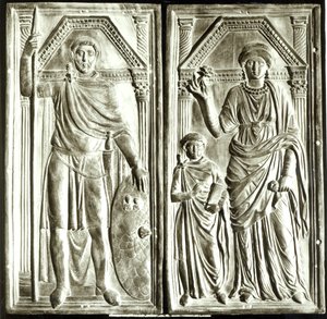 Diptychon darstellend Stilicho (ca. 365-408), Serena und Eucharius