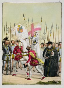 Elisabeth I., Tafel 12 aus Die Geschichte der Nationen (Aquatinta) von Italian School