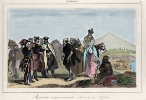 Auswanderung der Armenier nach Russland. Gravur des 19. Jahrhunderts von Italian School