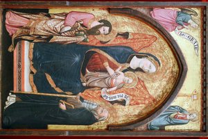 Evora Museum. Jungfrau Maria mit Bartholomäus und Antonius. Italienische Schule. 1410. Portugal. von Italian School