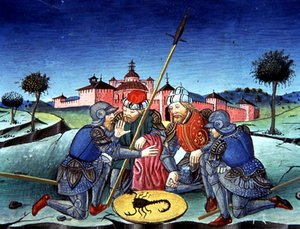 Fol.118v Soldaten werfen Lose um das Gewand Christi