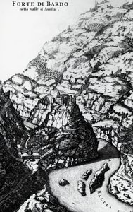 Fort Bard, Gravur aus Theatrum Sabaudiae