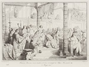 Francesco Morosini erhält den Pileus und das Schwert, die ihm von Papst Alexander VIII. gesandt wurden von Italian School