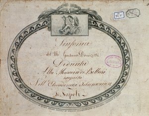 Frontispiz-Detail von "Sinfonia in mi bemolle maggiore: dedicata alla memoria di Bellini" von Gaetano Donizetti (1797-1848)
