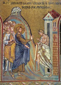 Heilung des Aussätzigen - Mosaik, Monreale, Italien