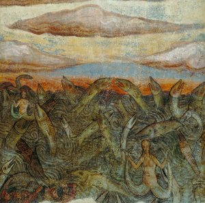 Die Fische springen aus dem Wasser (Detail der Offenbarung des Johannes) von Italian School
