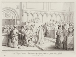 Il Doge Pietro Candiano III prega grazia per suo figlio, 958 von Italian School