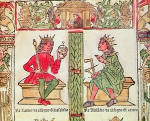 König Latinus und König Alexander, aus dem Buch des Schicksals von Lorenzo Spirito Gualtieri
