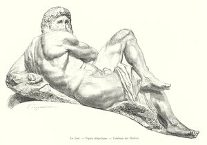 Der Tag, allegorische Figur, Grabmal der Medici (Gravur)