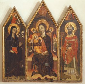 Madonna mit Kind zwischen der heiligen Klara und dem heiligen Basilius von Italian School