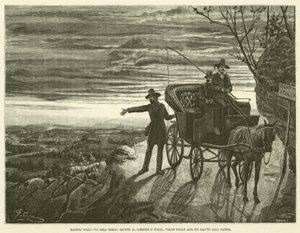 Mazzini auf dem Weg ins Exil, am Grenzübergang Italiens, grüßt er von den Alpen aus die Heimat (Gravur) von Italian School
