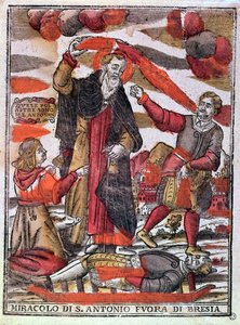 Wunder des hl. Antonius der Große heilt einen vergifteten Mann (Farbholzschnitt) von Italian School