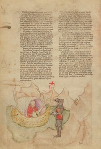 Ms Fr 343 fol.32v Das Weiße Schiff kommt, um Percival zu retten, aus der Queste del Saint Graal, ca. 1380-85 von Italian School