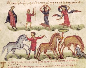 Ms Grec 479 Pferdetrainer, Illustration aus den Halieutica oder den Cynegetica von Oppian von Italian School