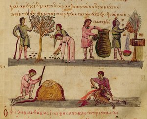 Ms Grec 479 Arbeit auf den Feldern, Illustration aus dem Cynegetica von Oppian