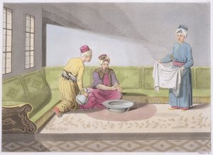 Muslim bei seinen Waschungen, Tafel 34 aus Teil III, Band I der Geschichte der Nationen, graviert von V. Raineri von Italian School