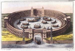Naumachie, Seeschlacht in einem Amphitheater von Rom