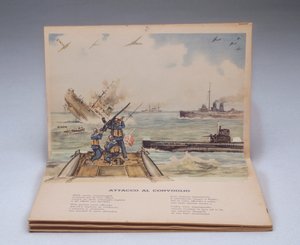 Seeschlacht, dreidimensionale Illustration aus dem Kinderbuch I nostri soldati (Unsere Soldaten) von Italian School