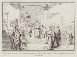 Nicolo Matteo und Marco Polo verlassen den Hof von Kubilai, dem Großkhan der westlichen Tataren, um in ihre Heimat zurückzukehren
