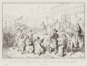 Nicolo Orsino, Graf von Pitigliano, lässt die Soldaten schwören, Padua gegen die kaiserlichen Truppen zu verteidigen