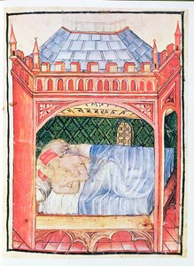 Paar im Bett, aus Tacuinum Sanitatis, ca. 1390-1400