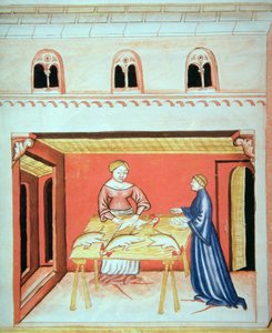 Nova 2644 fol.79v Die Metzger: Entfernen der Hoden, aus Tacuinum Sanitatis