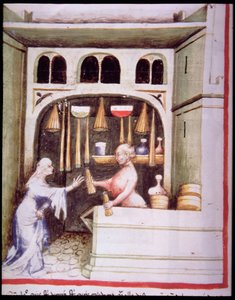 Nova 2644 fol.95v Der Kerzenladen, aus Tacuinum Sanitatis von Italian School