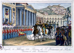 Eid auf die italienische Verfassung, Piazza di San Francesco di Paola, Neapel, 24. Februar 1848 von Italian School