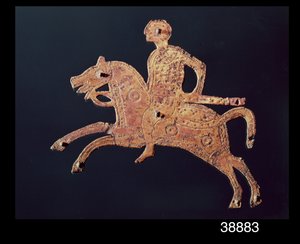 Ornamentale Schildplakette aus San Pietro Stabio, Italien, 7. Jahrhundert n. Chr.