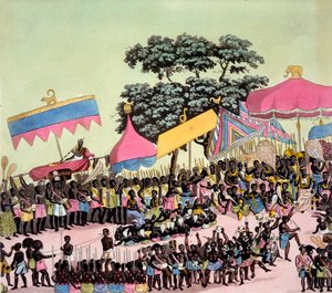 Panoramablick auf den Yam-Brauch, aus Costumi dei... von Giulio Ferrario, ca. 1820er-30er Jahre