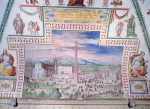 Piazza del Popolo, während der Herrschaft von Papst Sixtus V.