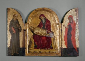 Pieta mit St. Franziskus und Maria Magdalena, 14. Jahrhundert (Tafel) von Italian School