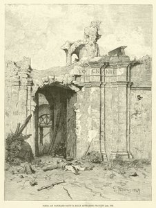 Porta San Pancrazio, beschossen von französischen Artillerien (Stich)