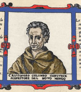 Porträt von Christoph Kolumbus (1451-1506), Detail des Atlas von Urbano Monte von Italian School
